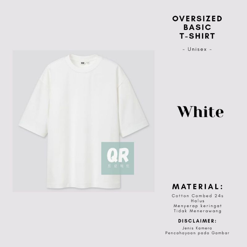 KAOS POLOS OVERSIZE UNISEX COTTON COMBED 24S PREMIUM OVERSIZED TSHIRT-White