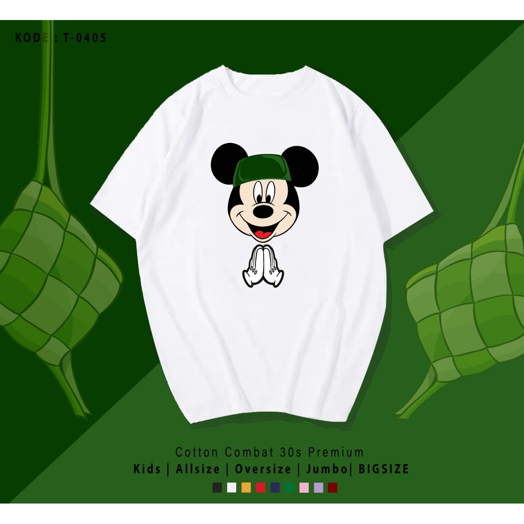 FREE CUSTOM NAMA - KAOS LEBARAN EDITION MICKEY UNISEX / TERMURAH BAJU KAOS KATUN LENGAN PENDEK / TUMBLR TEE