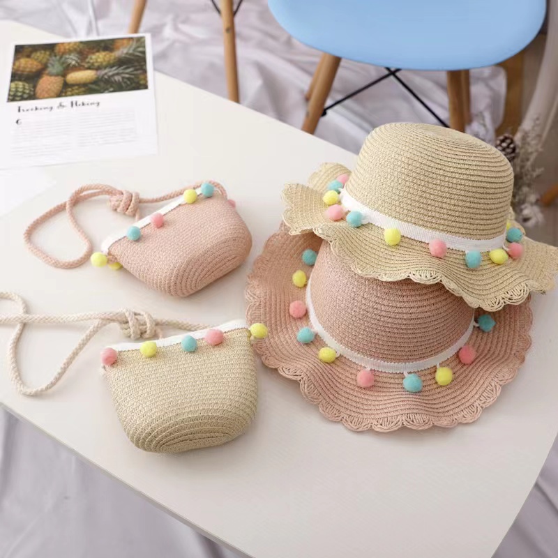 Topi Pantai Anak-Anak Bahan Jerami Musim Panas Korean Fashion Kids