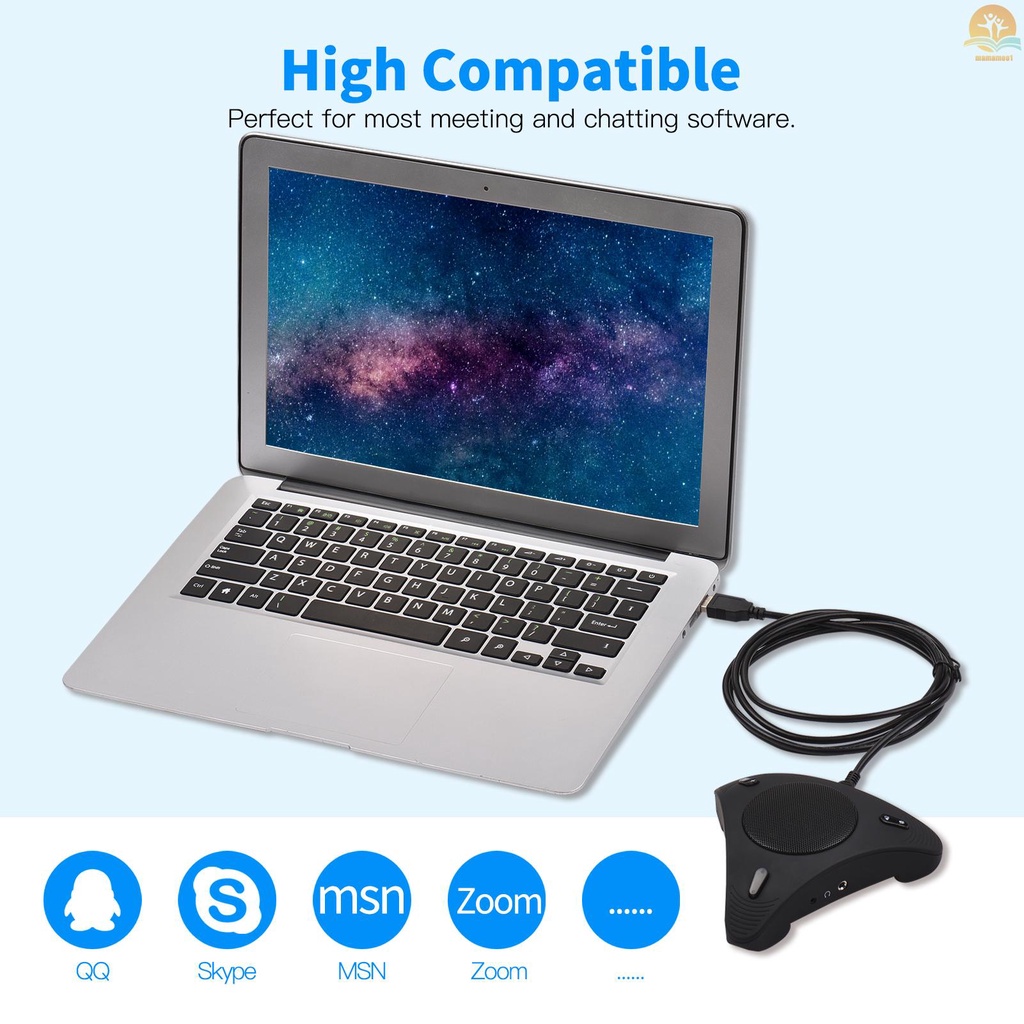 USB Speakerphone Conference Microphone with Speaker 360° Omnidirectional Mic Echo Cancellation PC Computer Laptop Microphone with Mute Function Volume Adjustment Plug &amp; Play for Office Home Business Skype Chatting Video Conference Gaming Online Class