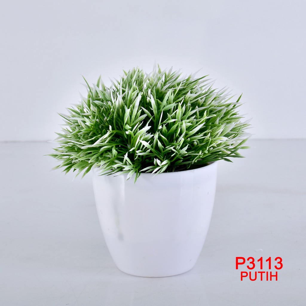 COD / TL88 POT TANAMAN  BUNGA HIAS DEKORASI RUANGAN BUNGA PLASTIK HIAS P3113-PUTIH