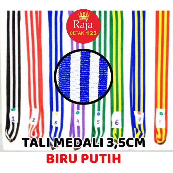 

TALI MEDALI 3,5 CM WARNA BIRU PUTIH