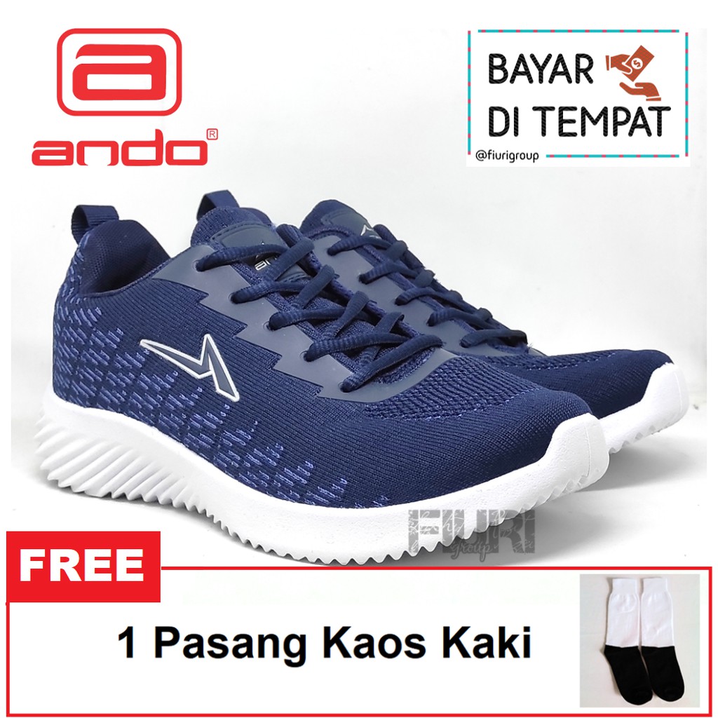 FIURI - Ando Original - DAEWON 38-43 NAVY - Sepatu Kets Pria - Sepatu Sneakers Pria - Sepatu Olahraga Sport Pria - Sepatu Casual - Sepatu Jogging Lari Fitness Gym Senam Pria - Sepatu Sekolah Bertali SD SMP SMA - Fiuri