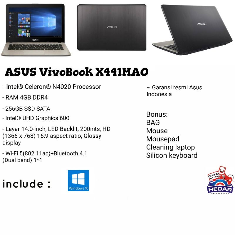 Asus Vivobook X441MAO Intel N4020 4GB 256GB W10 14 HD