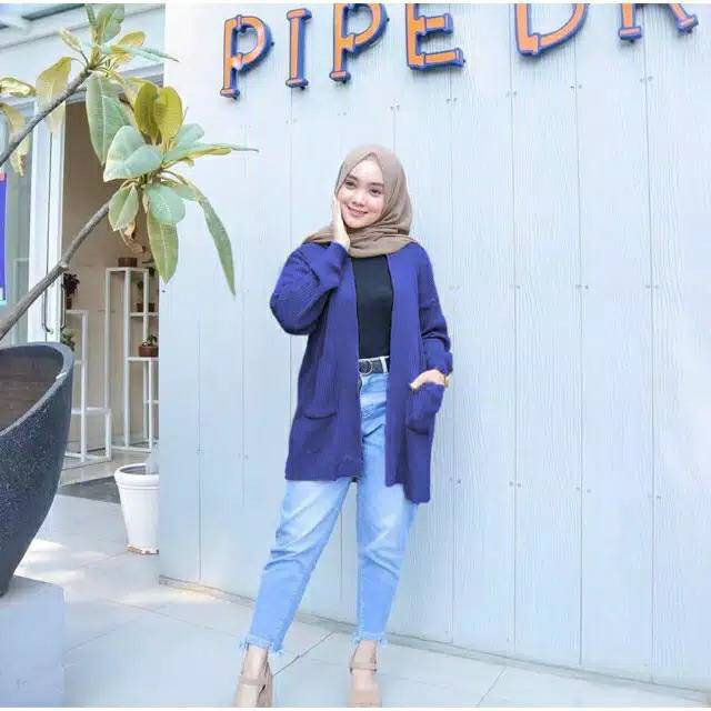 Atasan Vegga Belle Long Line Cardy Saku |  Strady Varius Cardigan