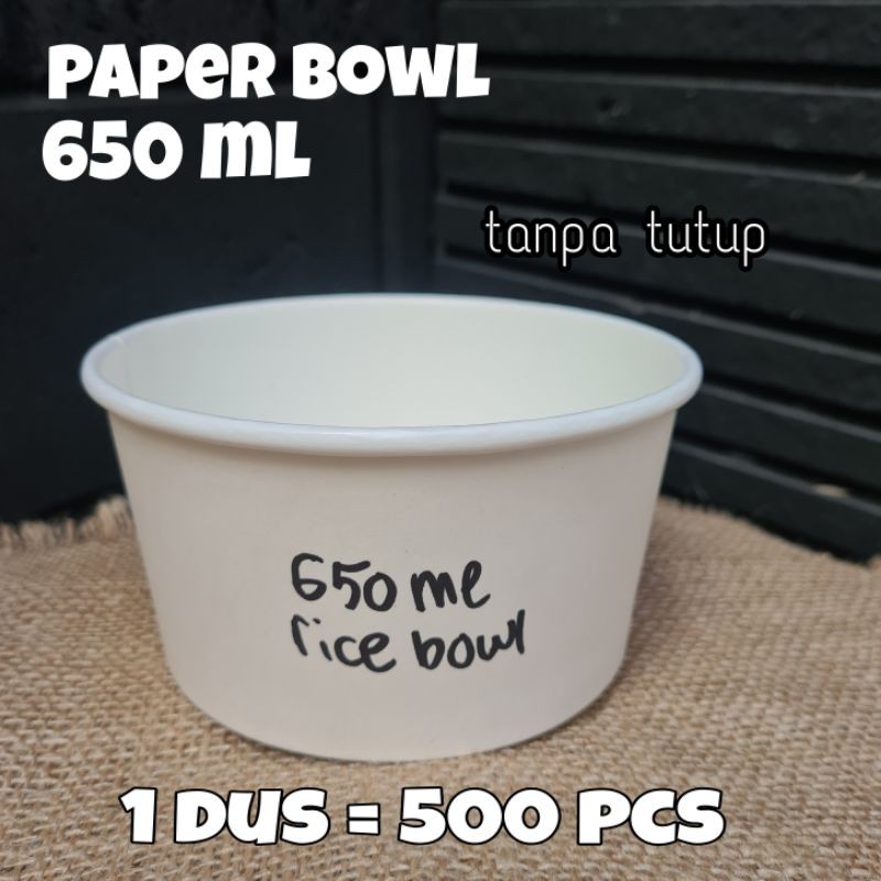 paper bowl 650 ml rice mangkok nasi kertas mangkuk 650 ml 1 dus isi 500
