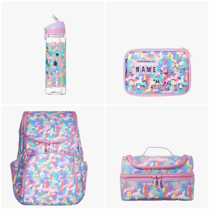 Smiggle Backpack Lunch Box Bottle Drink Unicorn Teeny Gold Original