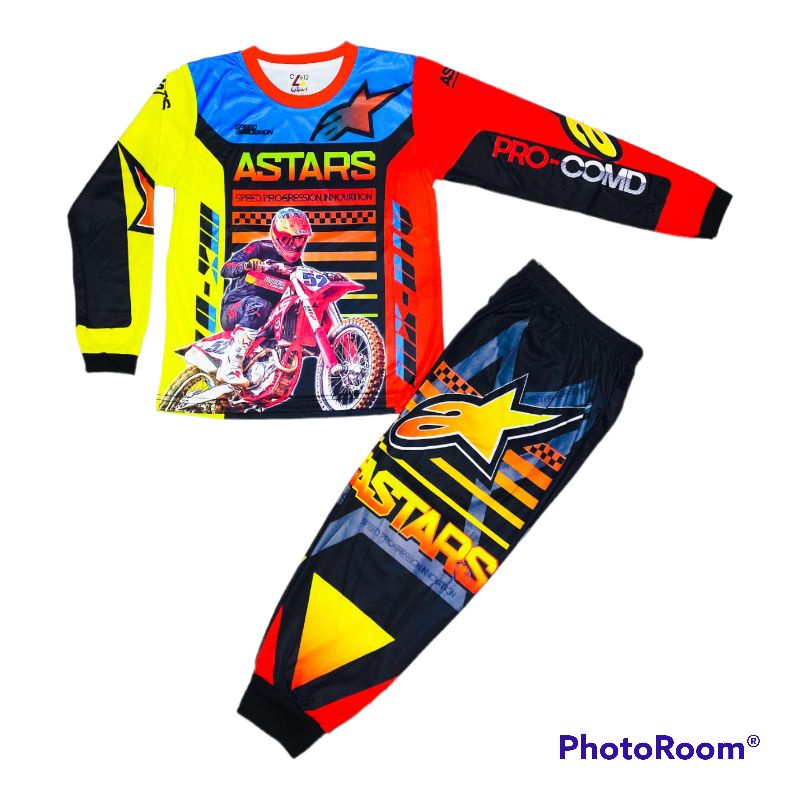 SETELAN BAJU MOTOR CROSS ANAK /GRATIS SABLON NAMA ANAK