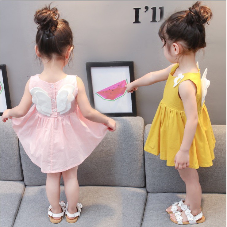 D006- Mimicat-Dress bayi/baju dress anak/pakaian bayi anak perempuan baju rok anak  motif sayap putih