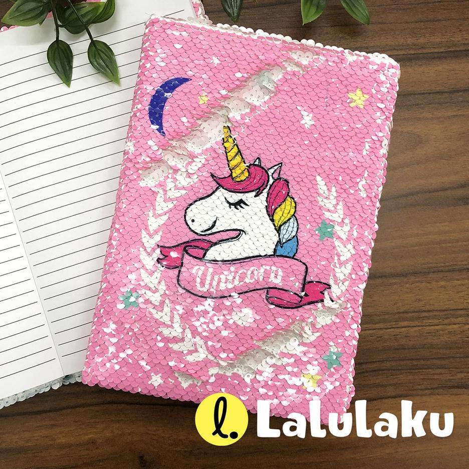 

54 Buku Agenda Diary FLIP SEQUIN UNICORN Smiggle kado ultah lucu unik imut ↓ (Diskon)