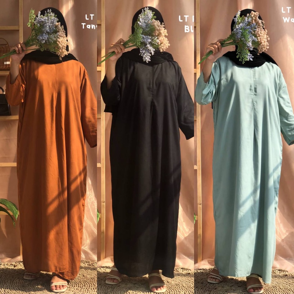 Daster Gamis Rayon Polos Lengan 3/4 / Daster Busui Semata Kaki / Long Daster Sematakaki
