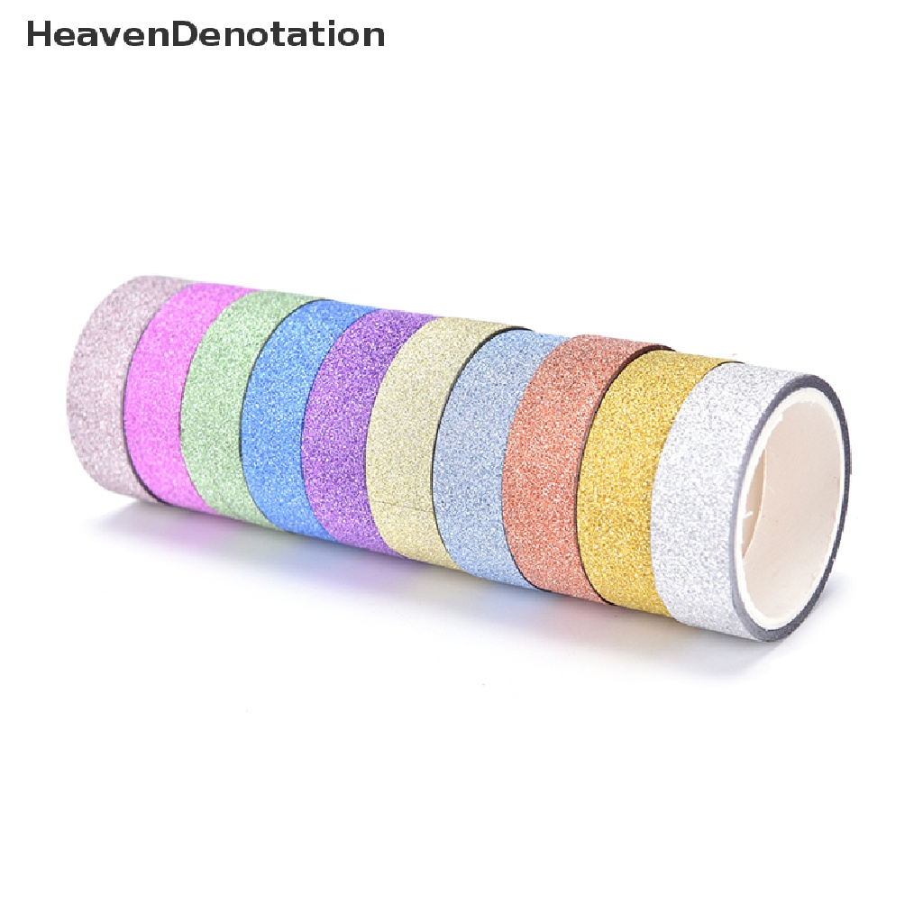 [HeavenDenotation] 10pcs Glitter Washi Sticky Paper Masking Adhesive Tape Label DIY Craft Decorative