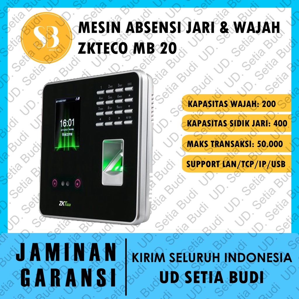 ZKTeco MB20 Mesin Absensi Wajah Jari dan Pin / Akses door MB 20