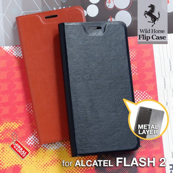 Leather Flip Case Alcatel Flash 2 Flipcase Soft Cover Flipcover Casing