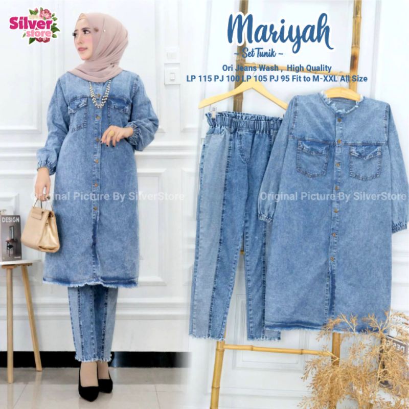 MARIYAH SET (SETELAN WANITA/DEWASA/DENIM JEANS ORI)