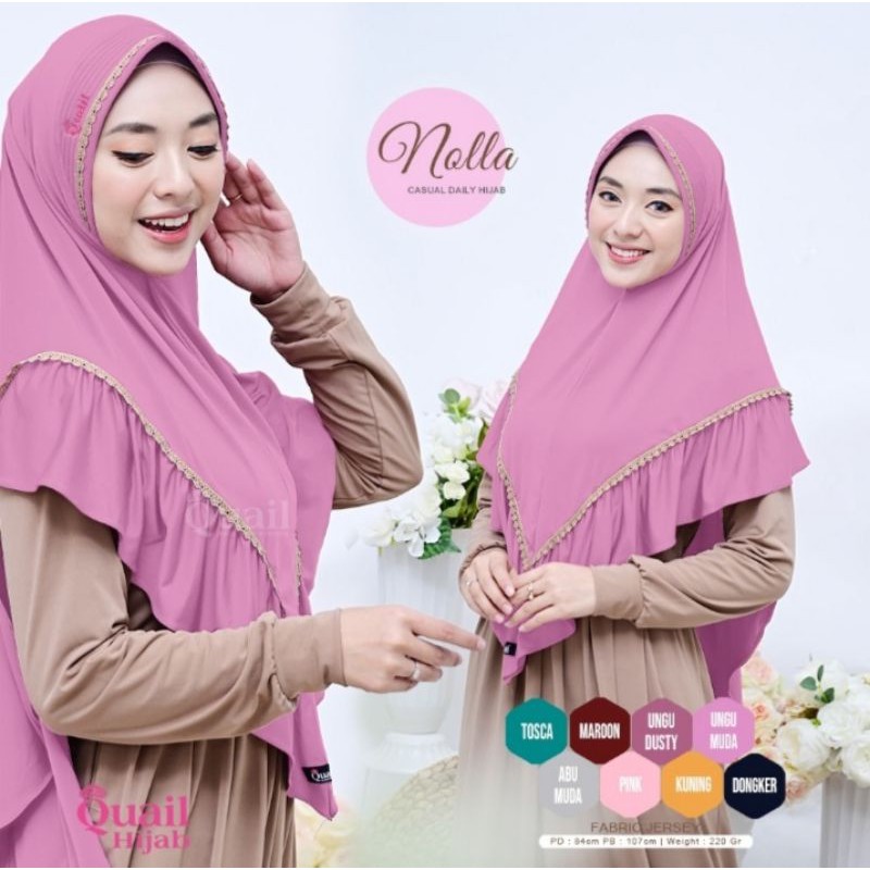 Hijab/jilbab/kerudung instan quail nolla jersey polos variasi renda pet antem