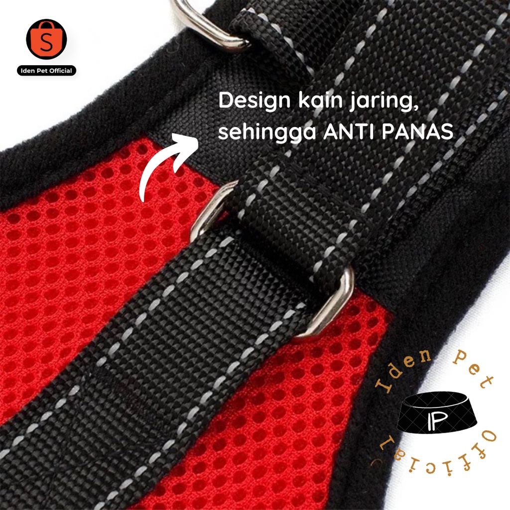 Dog Harness Harnes Anjing Besar Rompi Tuntun Herness Kecil Anti Panas Bahan Jaring