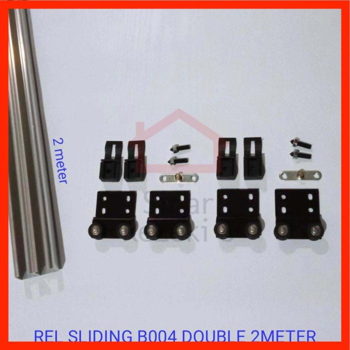 SET Rel Sliding B004 DOUBLE 2 MTR + Roda / Pintu Lemari Gantung Geser