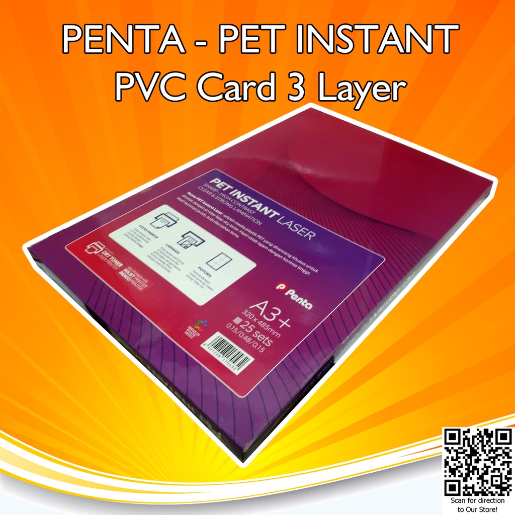 PENTA PET Instant PVC Card Print Laser A3+ Indigo ID Card 3 Layers 0,78 mm Repack 5 Set Kartu Anggota / ATM / Member card / Photocard