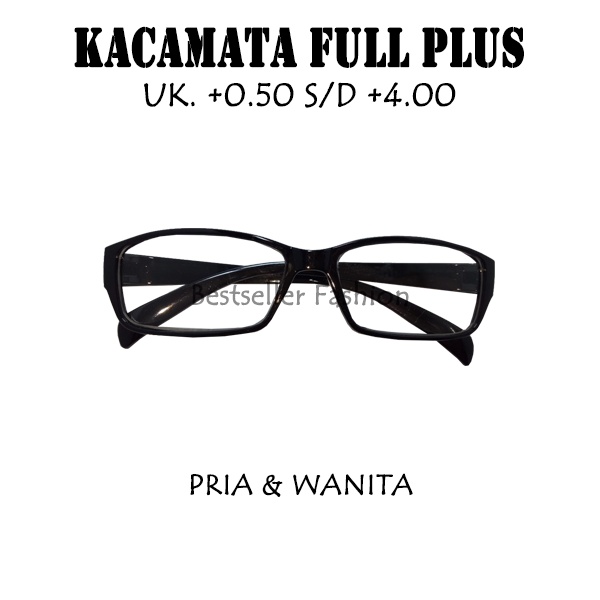 KACAMATA PLUS (+) BACA PRIA DAN WANITA FRAME HITAM KOTAK KACAMATA RABUN DEKAT FULL PLUS UKURAN +0.50 S/D +400 FREECASE