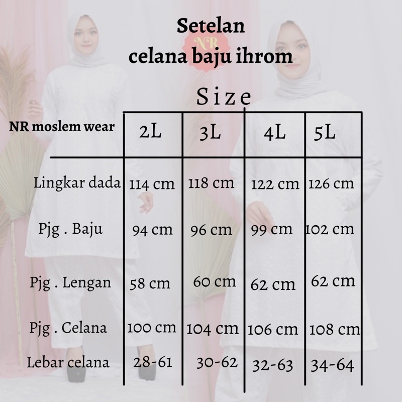 SETELAN CELANA WANITA PUTIH , PERLENGKAPAN HAJI UMROH WANITA ( Setelan sleting )