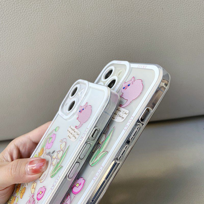 Nice Flowers Cat Soft Case iP iPhone 11 12 13 Pro Max 6 6S 7 8 + Plus X XR SE 2020 XS Max Casing