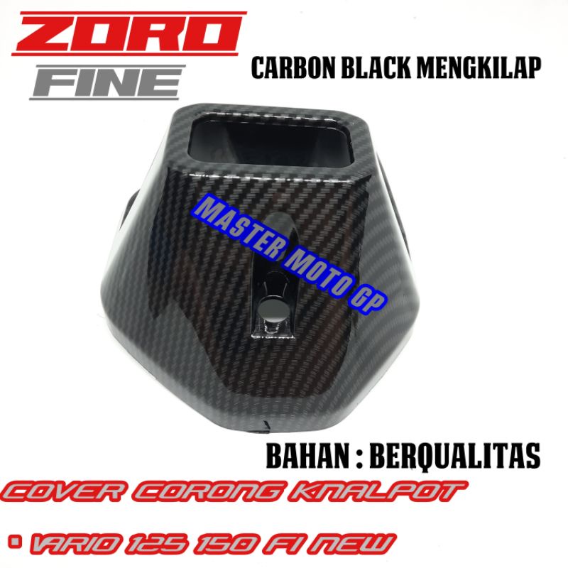 COVER CORONG KNALPOT VARIO 125 150 FI NEW - tutup corong kenalpot vario 125 vario150 fi new carbon Zoro fine