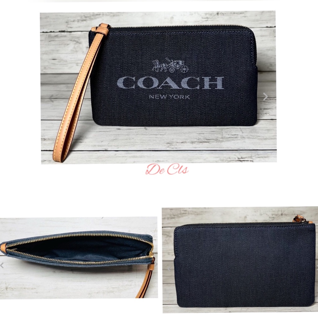 Dompet Co C8311 Large Corner Zip Wristlet Denim sz 20x12cm