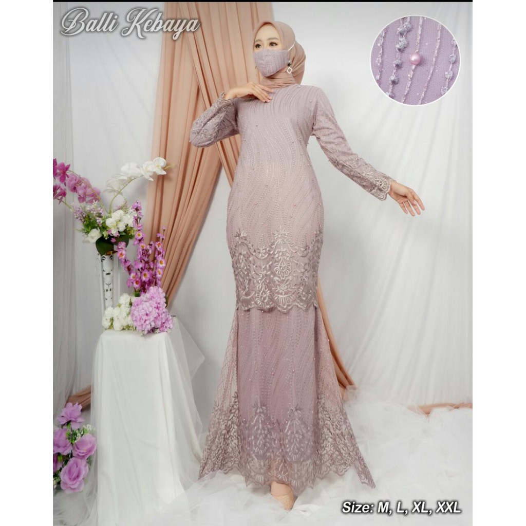 GAMIS DUYUNG TULLE MUTIARA BORDIR PAYET TABUR / GAMIS PESTA