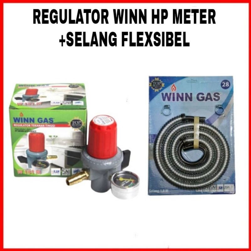 REGULATOR PAKET SELANG WINN GAS W118 METER TEKANAN TINGGI HIGN PRESSURE