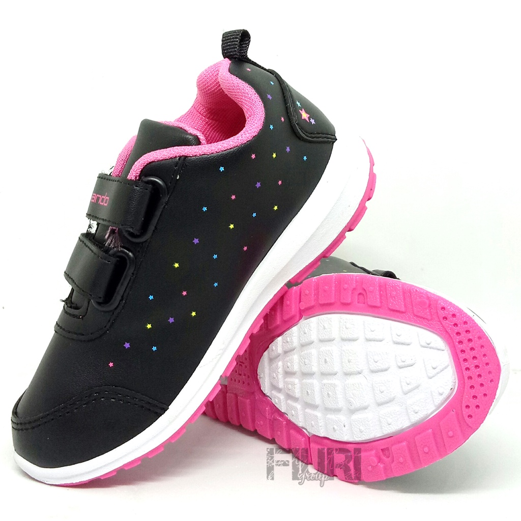 FIURI - ANDO ORIGINAL -  MINICORN PEREKAT 29-32 HITAM PINK - SEPATU SNEAKERS KANVAS SOL KARET ANAK KECIL PEREMPUAN  - SEPATU KUDA UNICORN KETS LUCU FASHION TRENDY - SEPATU SEKOLAH PAUD TK KRETEKAN PEREKAT CEWEK MURAH PROMO DISKON BONUS KAOS KAKI