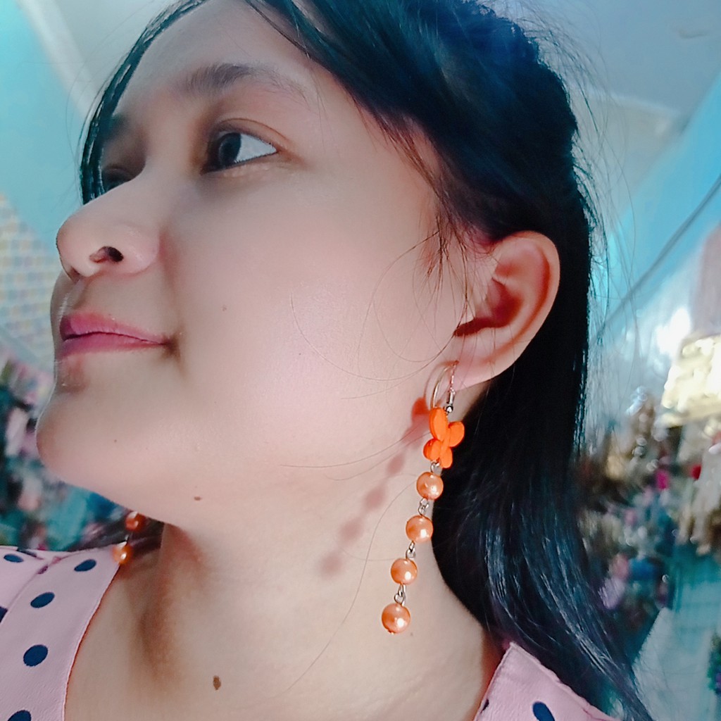 Anting korea lucu murah/anting juntai gantung Manik-Manik Mutiara Kupu Kupu Handmade Untuk Wanita