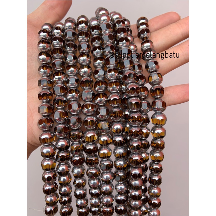 kristal BINGKAI SILVER 10mm kuning yellow quartz kuarsa manik pembatas