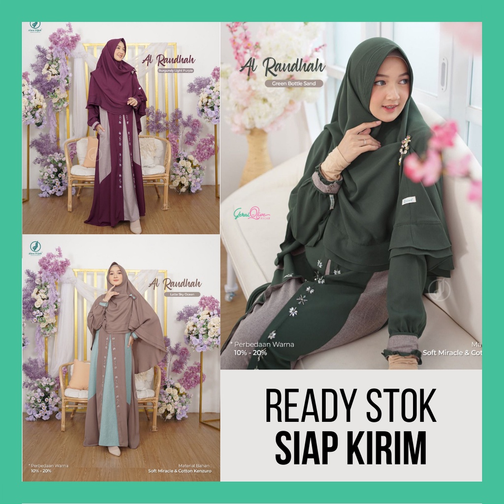 Gamis Simple Al Raudhah by Alwa Hijab Dress Set Jilbab Busui Lebaran Busana Muslimah Cutting A line 