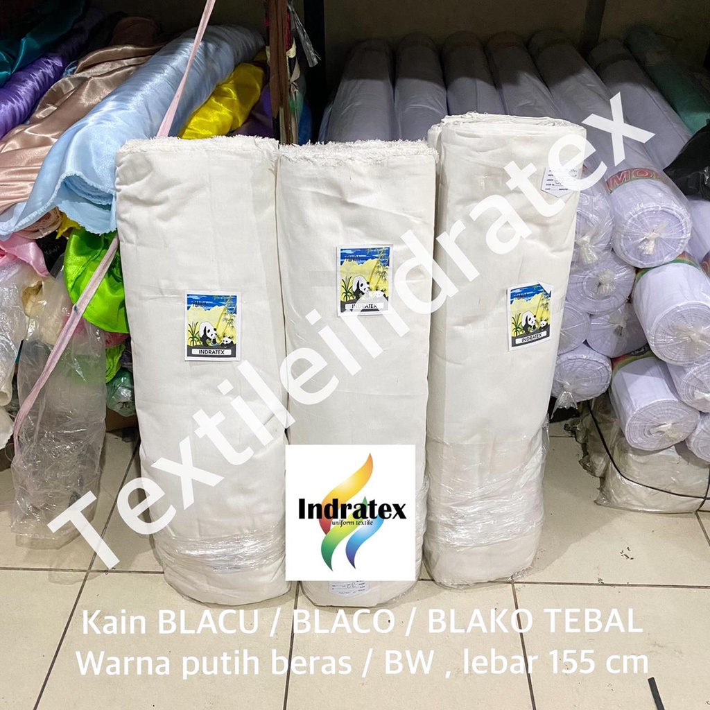 ( per setengah meter ) Kain BLACU putih tebal lebar 155 cm BELACU TEBAL 250GSM calico fabric bahan curtain gorden tirai hordeng kanvas lukis background foto backdrop waxing bulu goodie bag craft embroidery ECERAN