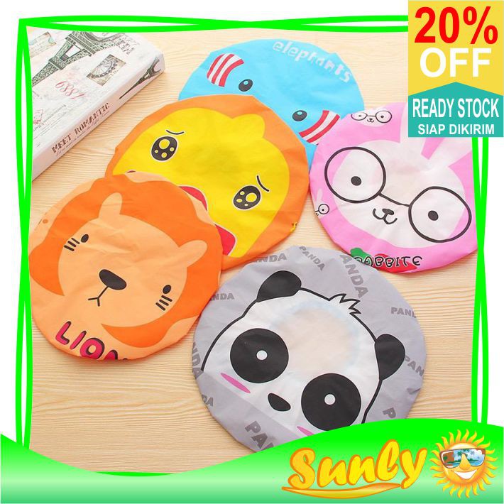 ☀ Sunly ☀ A067 Shower Cap karakter Kartun Topi Penutup Kepala Mandi Anti Air Motif Cartoon Import