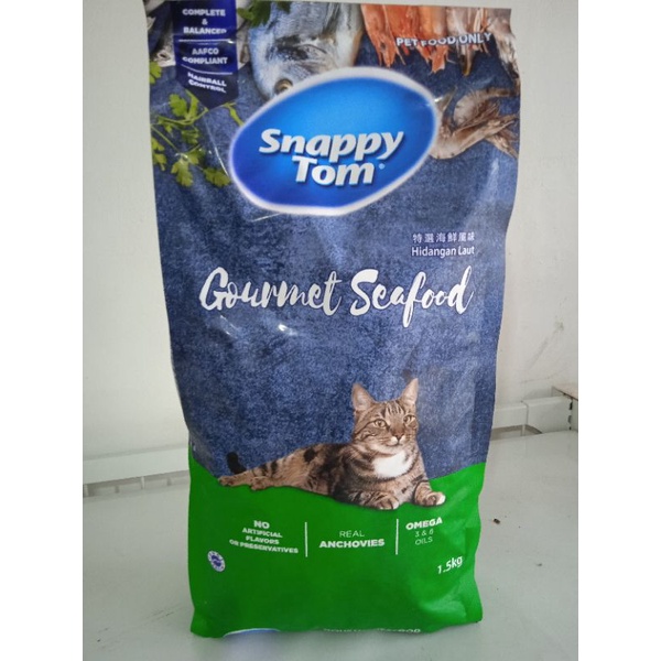 Snappy tom gourmet seafood makanan kucing fraspack 1,5kg