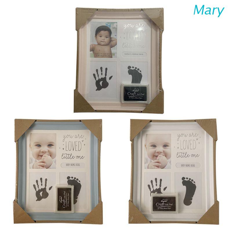 Mary Set Frame Foto + Cap Telapak Tangan / Kaki Bayi Newborn 12 Bulan Dengan Bantalan Tinta