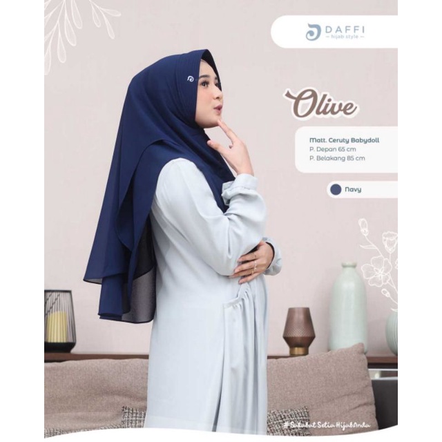 Khimar mini Olive bahan ceruty babydoll ORI daffi hijab
