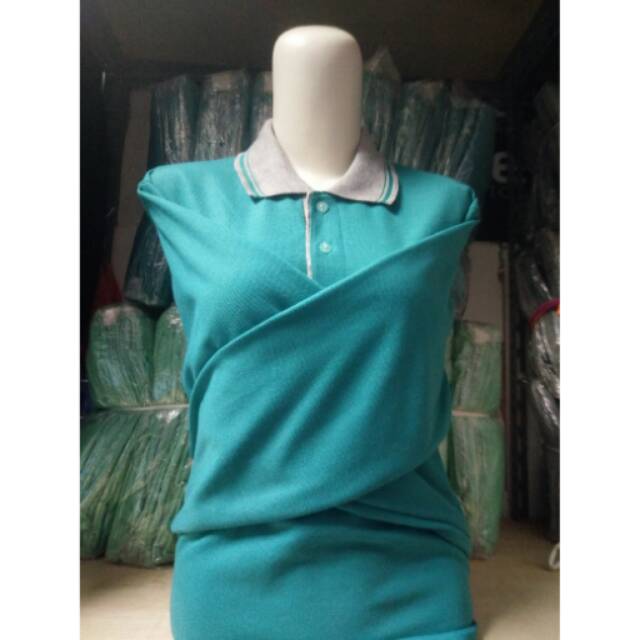 Polo Shirt Panjang Hijau Tosca | Kaos Polos | Kaos Cewek