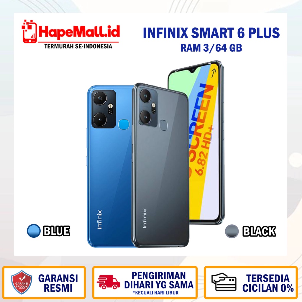 INFINIX SMART 6 PLUS RAM 3/64 GARANSI RESMI TERMURAH