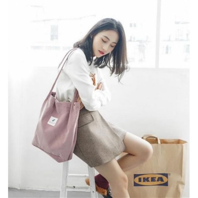 [COD] Tas Totebag Curduroy Cute Import Tas Kuliah Tas Kanvas Lucu Cute Import Ala Korea