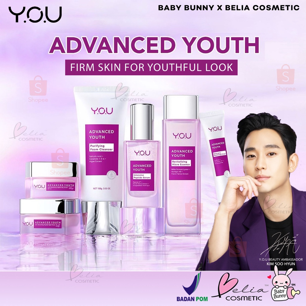 ❤ BELIA ❤ YOU Advanced Youth | Purifying Cleanser | Peptide Serum | Revitalizing Micro Essence | Peptide Eye Cream | BPOM