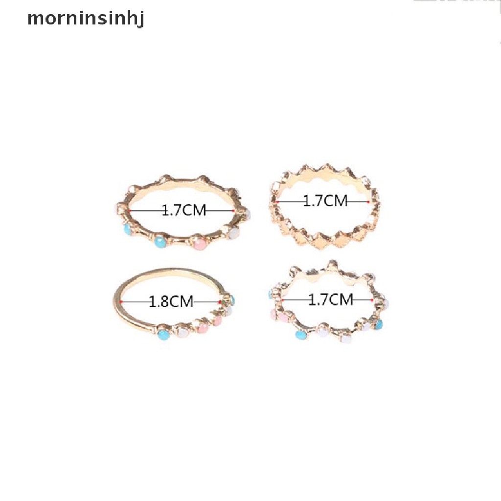 4pcs / Set Cincin Batu Kristal Gaya Bohemian Untuk Pernikahan