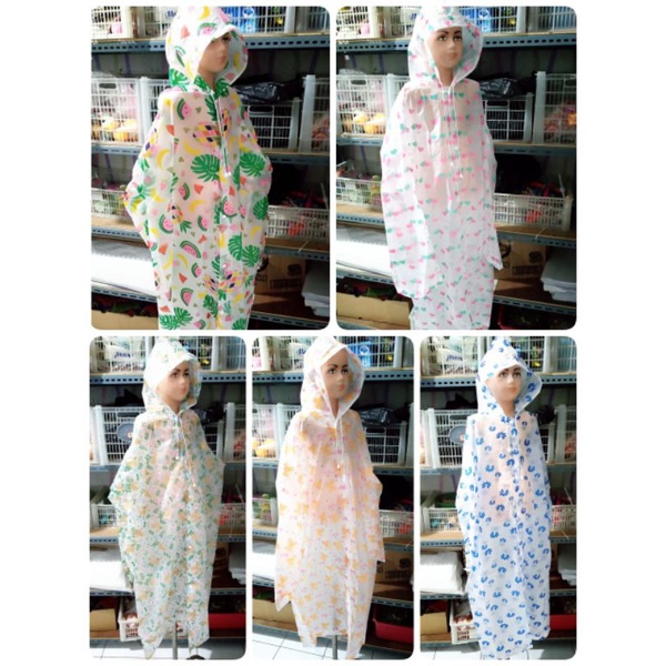 Jas Hujan Polkadot Tebal Dewasa Jas Hujan Motif Raincoat Rain Coat PVC Lebih Tebal