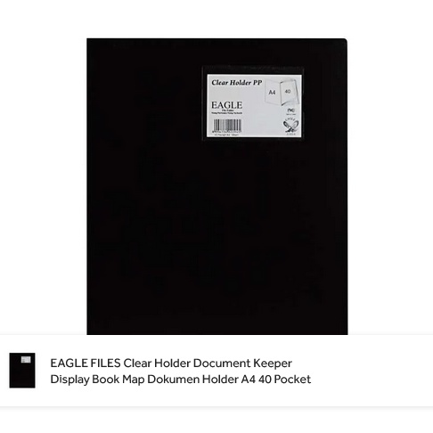EAGLE FILES Clear Holder Document Keeper Display Book Map Dokumen Holder A4 40 Pocket