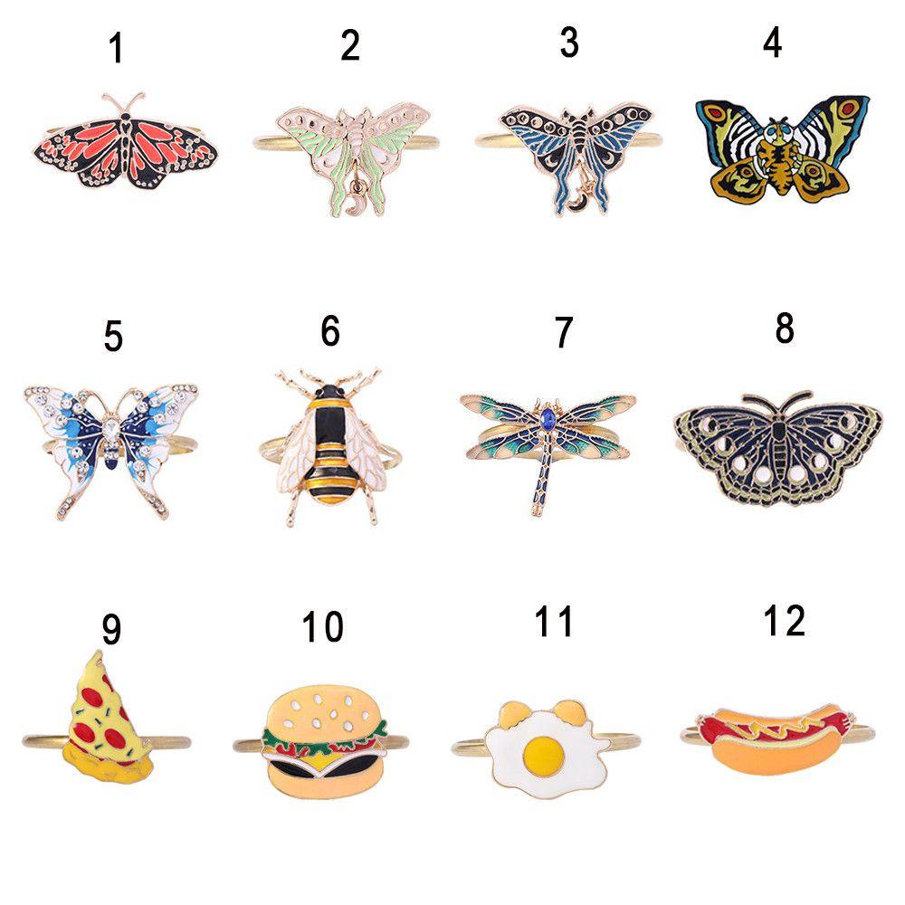 Suyo Cincin Serbet Bentuk Hamburger / Capung / Butterfly Bahan Metal Untuk Perlengkapan Pernikahan