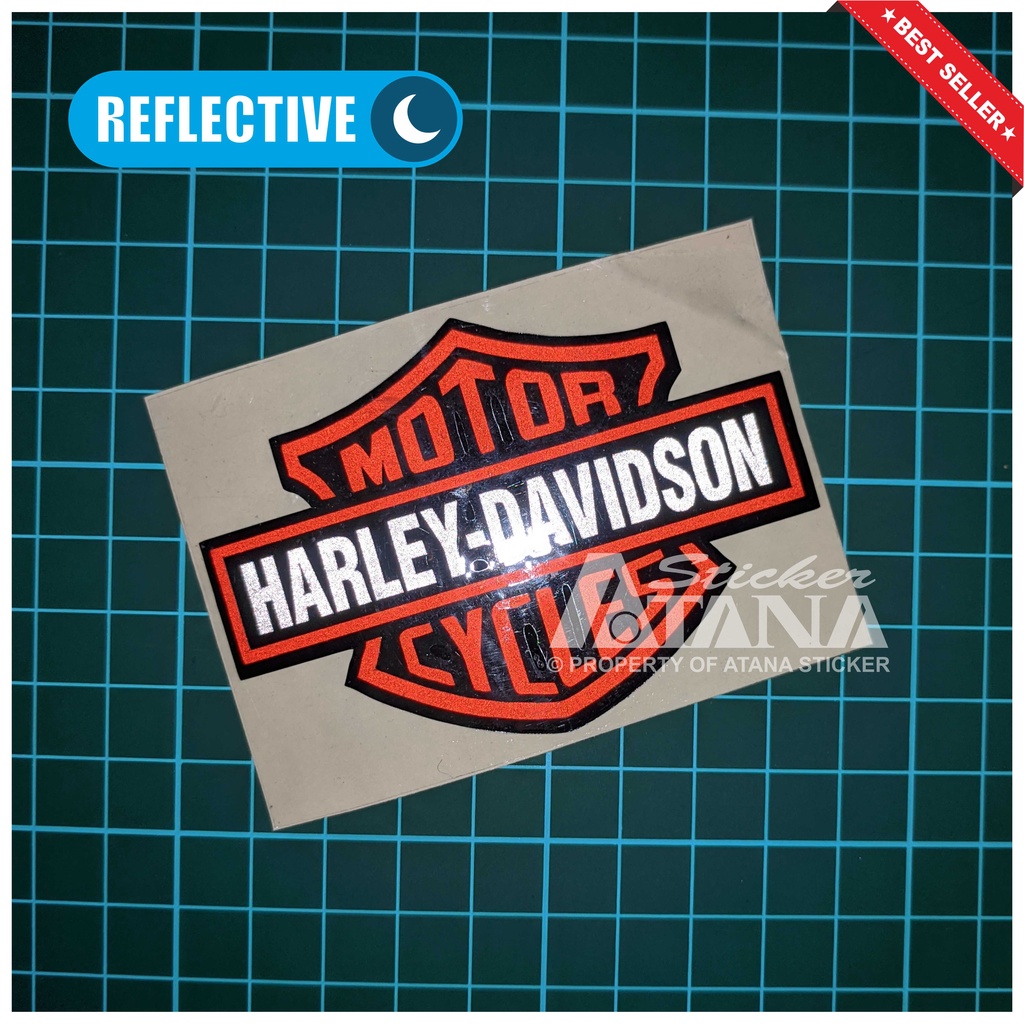 Stiker Cutting Harley Davidson Sticker Emblem Moge Aksesoris Logo Decal Sepeda Motor Matic Mobil Helm Spakbor Hp Laptop Kulkas Dinding Nyala Reflective