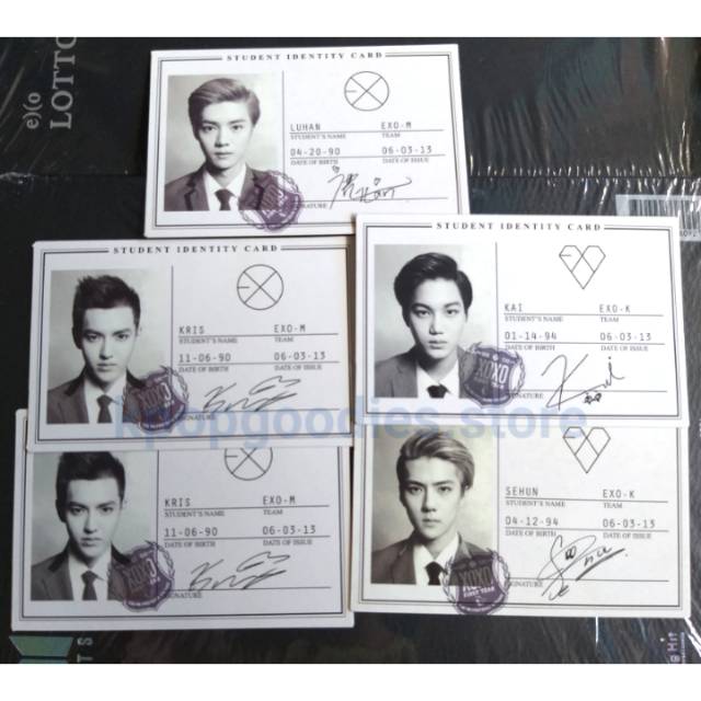 SALE EXO XOXO STUDENT ID PHOTOCARD | KAI KRIS SEHUN LUHAN