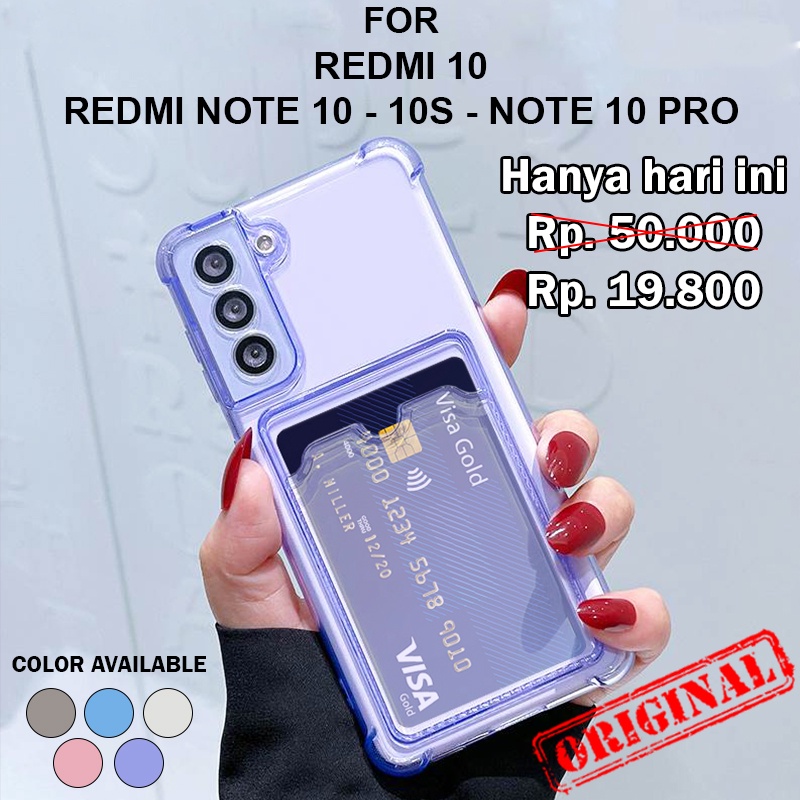 CARD SLOT case for Xiaomi Redmi 10 - Note 10 10s - Note 10 Pro casing transparant softcase hp full cover lens tpu anti crack photo